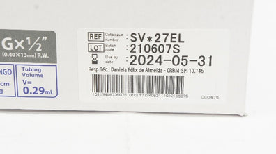 Terumo SV-27EL Surflo Winged Infusion Set 27G x 1/2inch - Box of 100